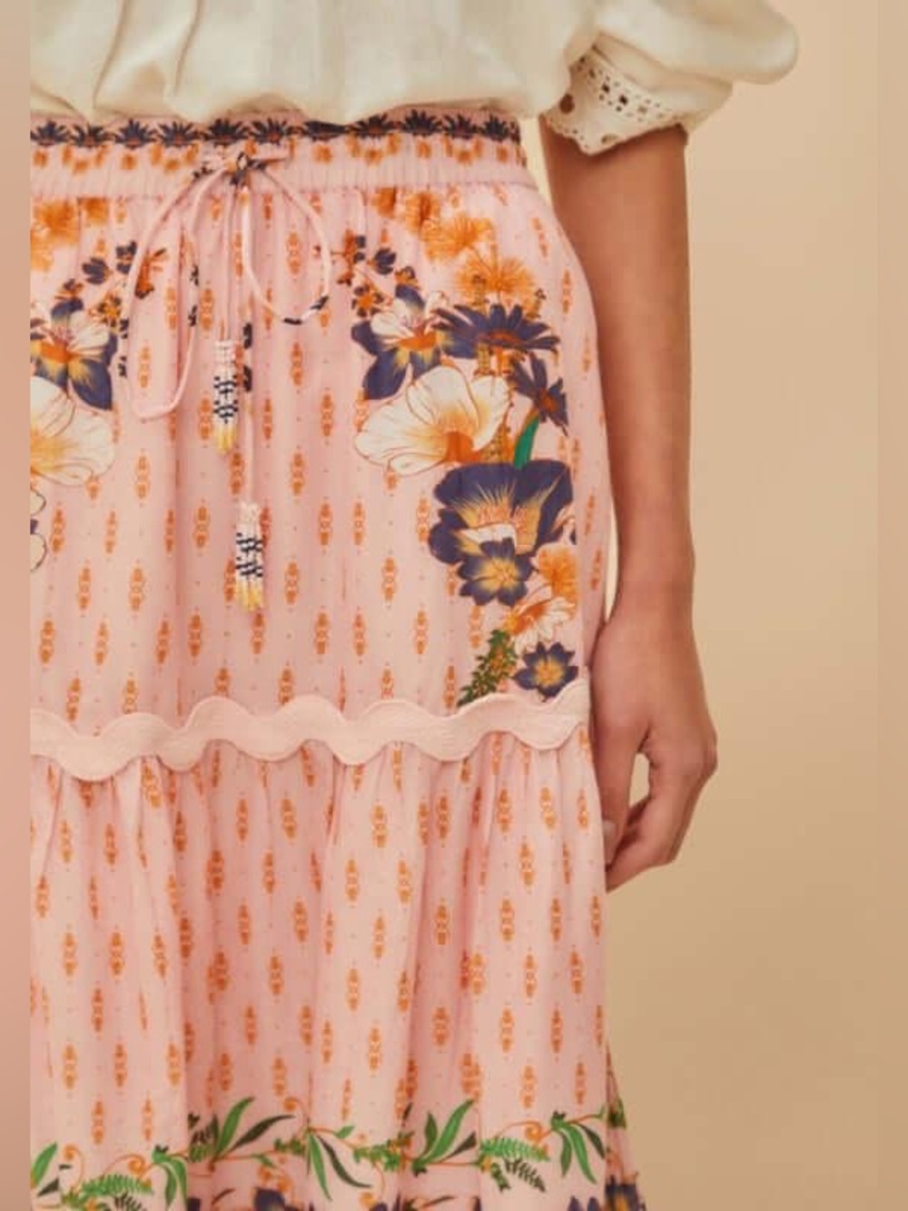 Pink Dream Garden Maxi Skirt by Farm Rio - DT - Picture 5 of 9